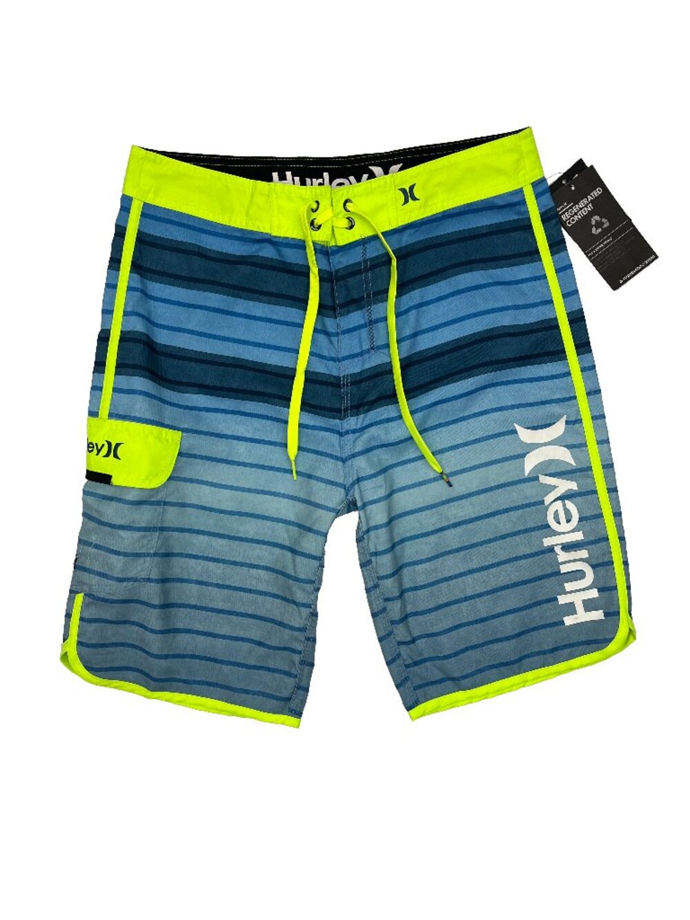Hurley NEW NWT Blue Neon Green Board Shorts Boardshorts Swim Surf Mens 30
